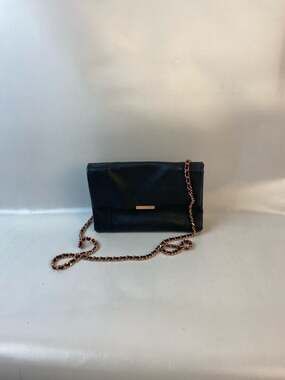 Ted Baker Parson Black Pebbled Leather Crossbody Bag with Rose Gold Chain